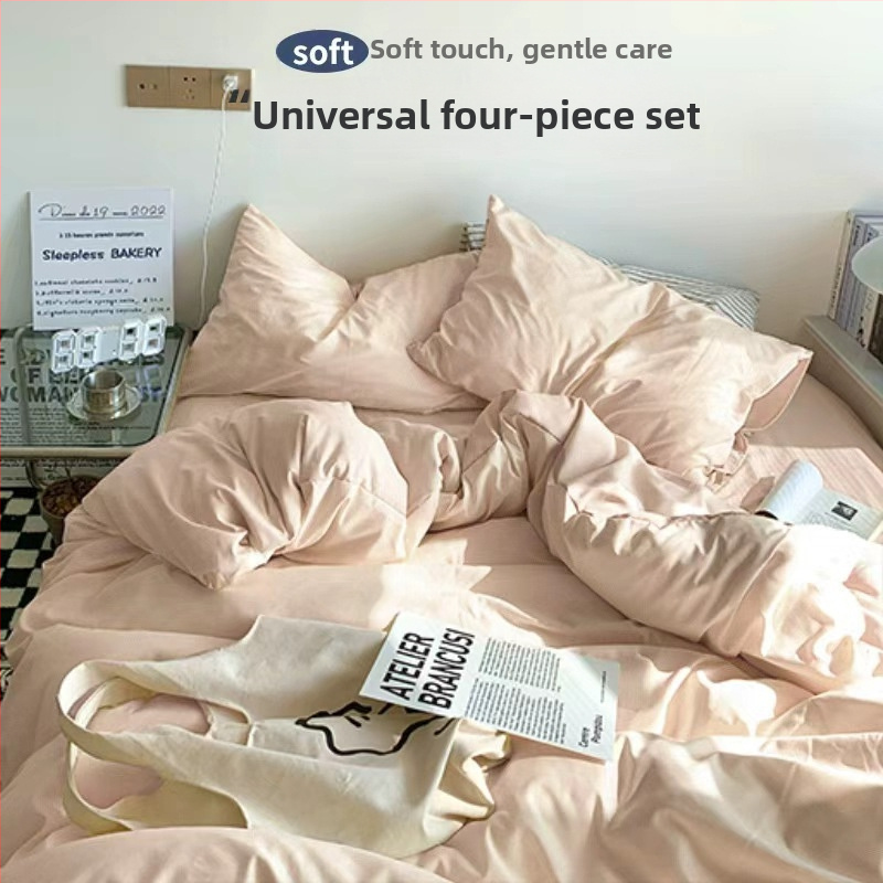 Set de pat din flanelă cu husă de pilotă, patru piese – Stil IG, pentru cămin, bumbac lavabil