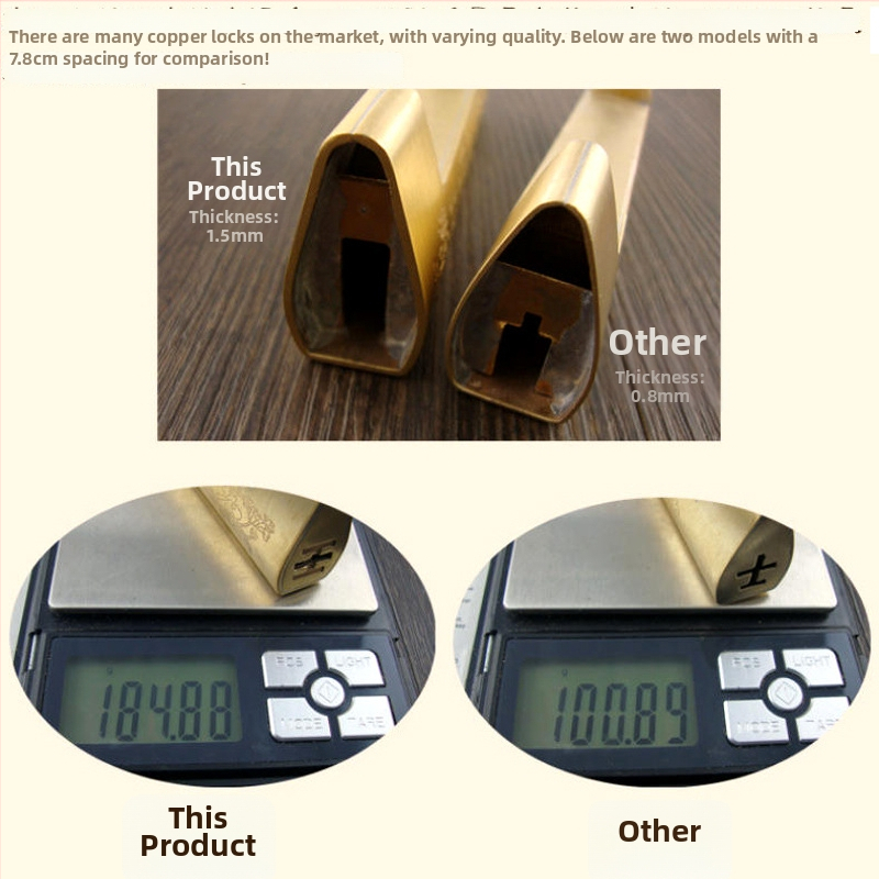 Horizontálny visací zámok na skrinku z mosadz, nový Čínske štýl, staro-retro vzhľad, model Thickened Lock, značka Chengyu