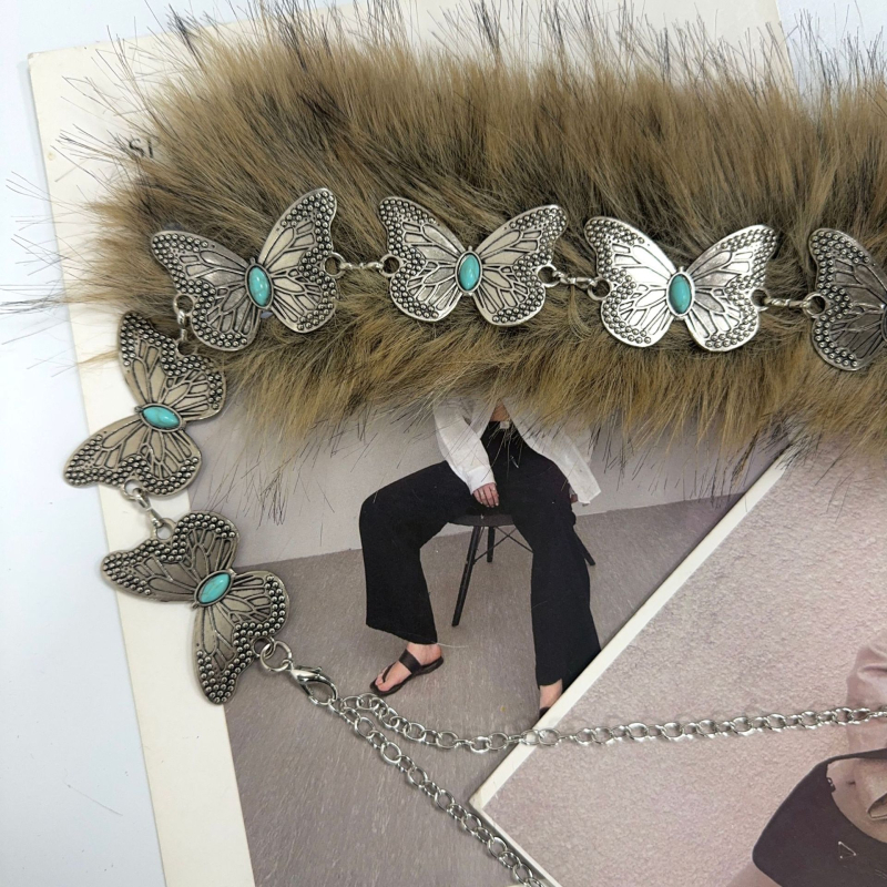 Μεταλλική ζώνη μέσης – στυλ υποκουλτούρας, ρετρό έμπνευση, για γυναίκες, μονή θηλιά ζώνης