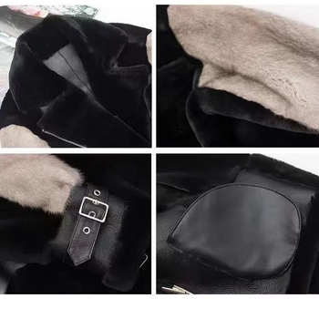 Dámsky kabát z imitácie kožušiny v motocyklovom štýle, kožušinový golier, V-krku výstrih, dlhé rukávy