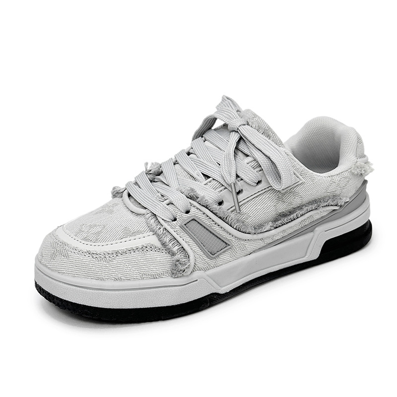 Sneakers με επάνω μέρος από ντένιμ, στρογγυλή μύτη, αναπνεόμενα, PU σόλα, χαμηλός αστράγαλος