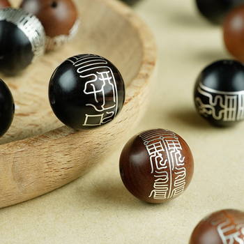 Muxiangji χάντρες από σανδαλόξυλο με ασημένια ένθετα, τεχνική inlay, τοτέμ μοτίβο ζωδίων, κινεζικό στυλ κοσμήματα