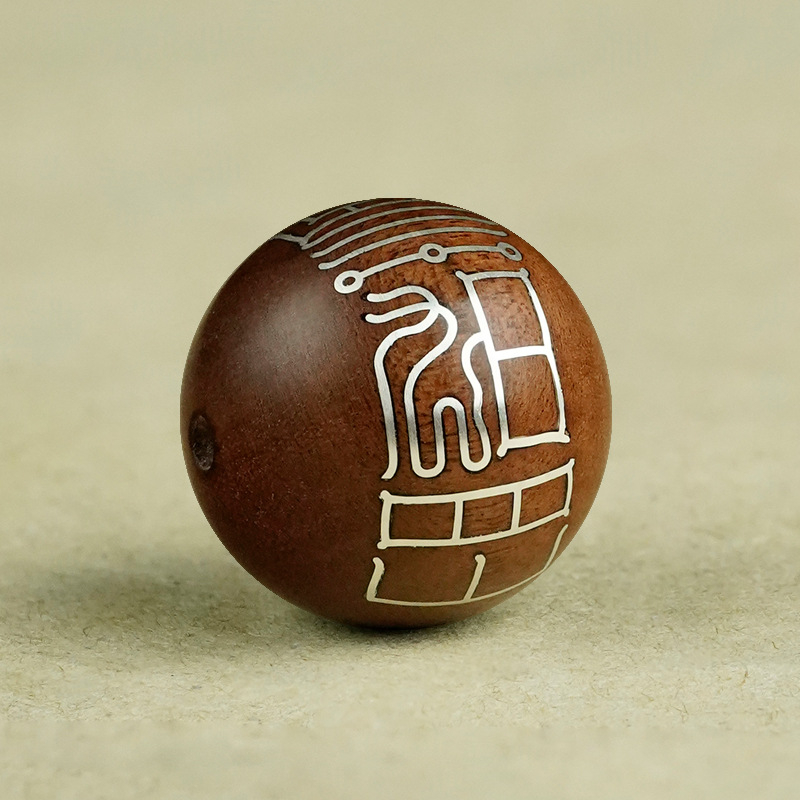 Muxiangji χάντρες από σανδαλόξυλο με ασημένια ένθετα, τεχνική inlay, τοτέμ μοτίβο ζωδίων, κινεζικό στυλ κοσμήματα