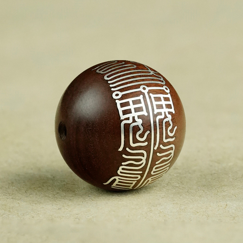 Muxiangji χάντρες από σανδαλόξυλο με ασημένια ένθετα, τεχνική inlay, τοτέμ μοτίβο ζωδίων, κινεζικό στυλ κοσμήματα