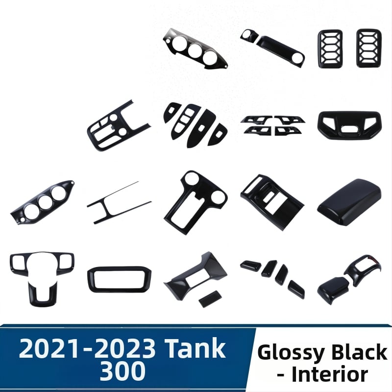 Tank 300 vnútorné doplnky pre modely 2021–2023 – ABS plast, model X6644D33, lepená montáž, rámček radenia, vnútorná opierka lakťa, výstup vzduchu centrálnej konzoly