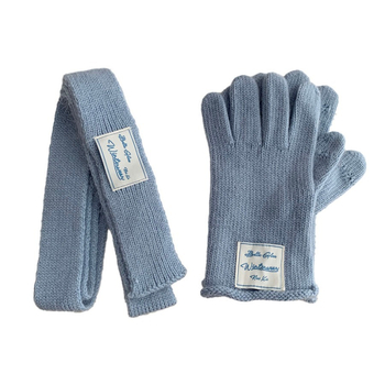 Σετ γάντια και φουλάρι — πλεκτό, κορεάτικου στιλ, κατάλληλο για τον χειμώνα, κυκλοφόρησε το φθινόπωρο του 2023