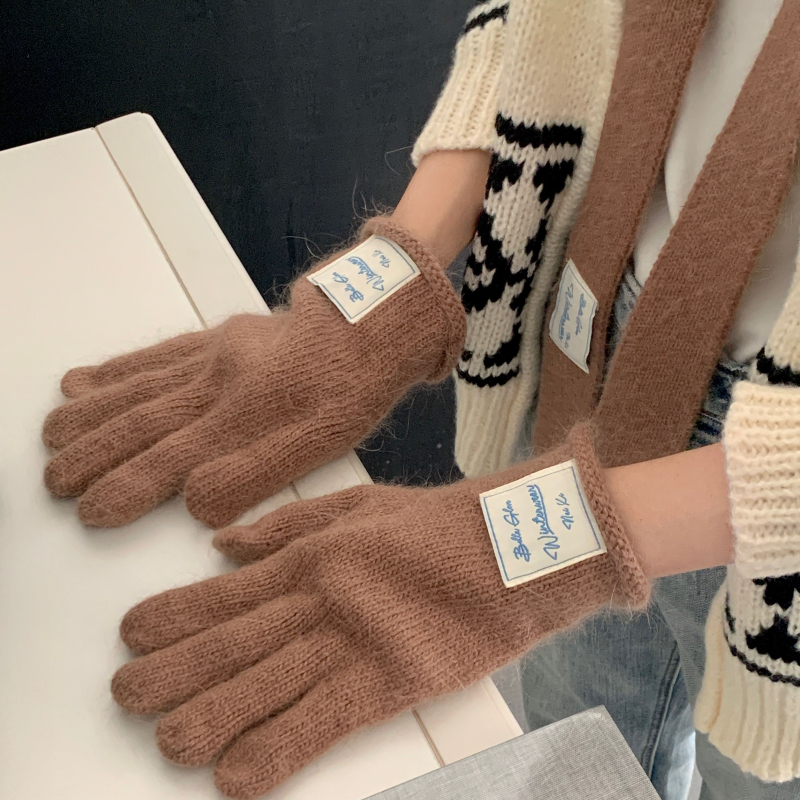 Σετ γάντια και φουλάρι — πλεκτό, κορεάτικου στιλ, κατάλληλο για τον χειμώνα, κυκλοφόρησε το φθινόπωρο του 2023