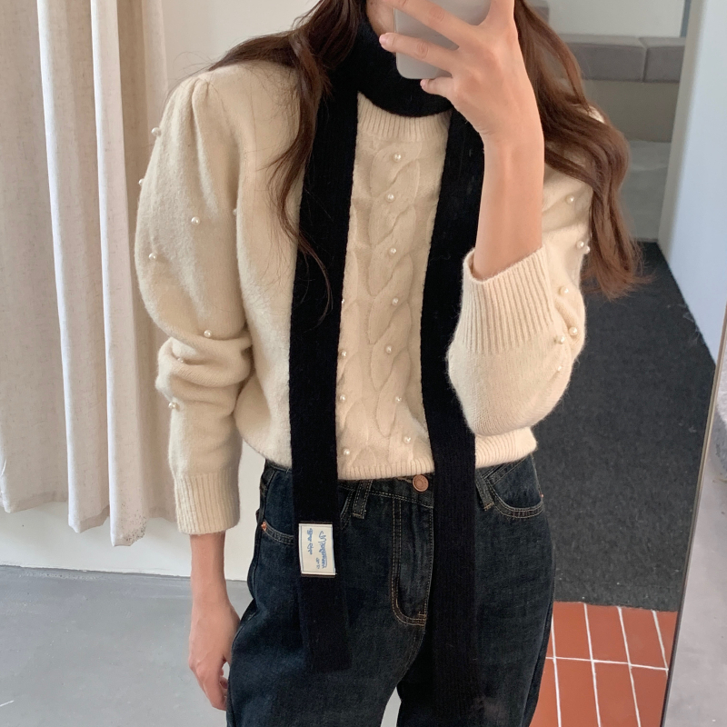 Σετ γάντια και φουλάρι — πλεκτό, κορεάτικου στιλ, κατάλληλο για τον χειμώνα, κυκλοφόρησε το φθινόπωρο του 2023