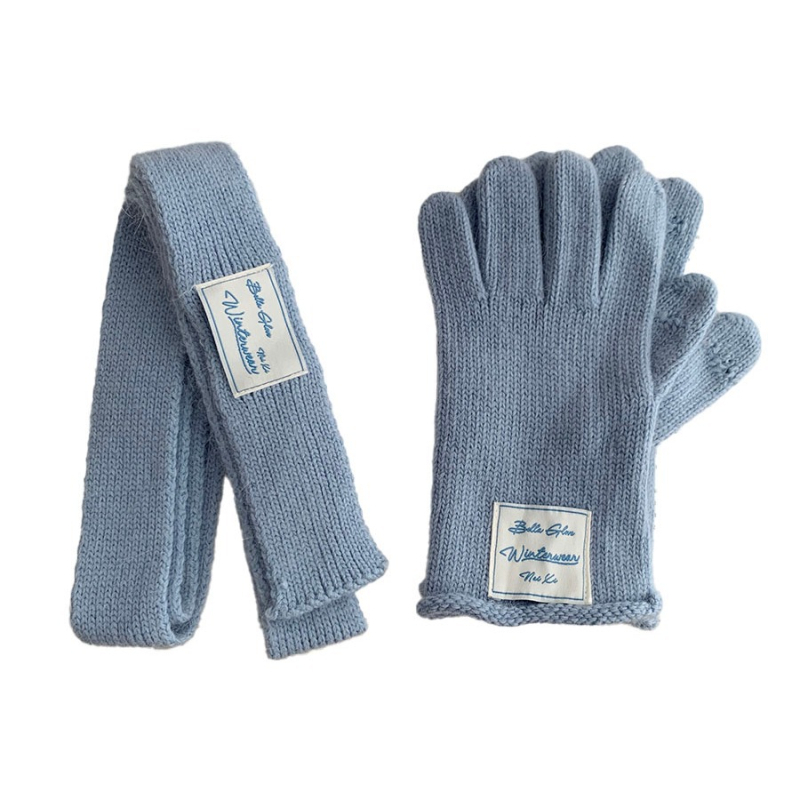 Σετ γάντια και φουλάρι — πλεκτό, κορεάτικου στιλ, κατάλληλο για τον χειμώνα, κυκλοφόρησε το φθινόπωρο του 2023