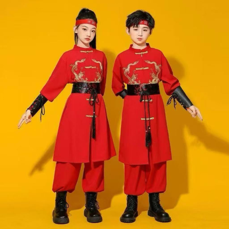 Gyerekeknek szóló kínai stílusú kétszemélyes nadrágkosztüm, ujjatlan, corduroy anyag, fő anyag: nyúl szőr