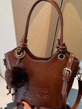 Bucket taška v ulicnom štýle, PU koža, tvar vedra, zips uzáver, vrecko na telefón