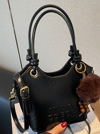 Bucket taška v ulicnom štýle, PU koža, tvar vedra, zips uzáver, vrecko na telefón