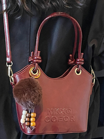 Bucket taška v ulicnom štýle, PU koža, tvar vedra, zips uzáver, vrecko na telefón