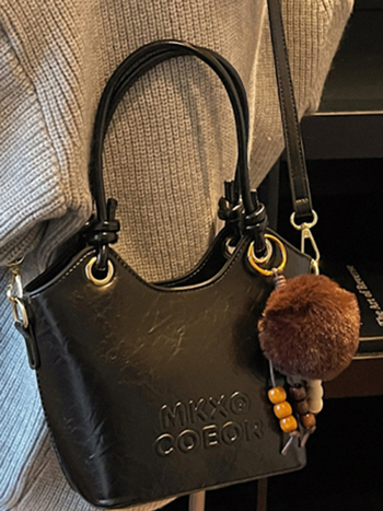 Bucket taška v ulicnom štýle, PU koža, tvar vedra, zips uzáver, vrecko na telefón