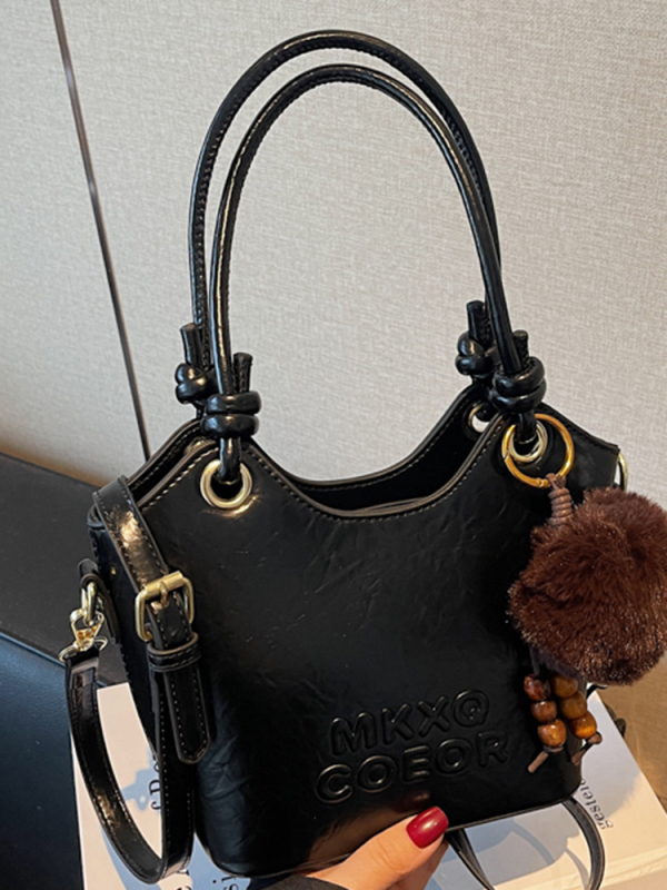 Bucket taška v ulicnom štýle, PU koža, tvar vedra, zips uzáver, vrecko na telefón