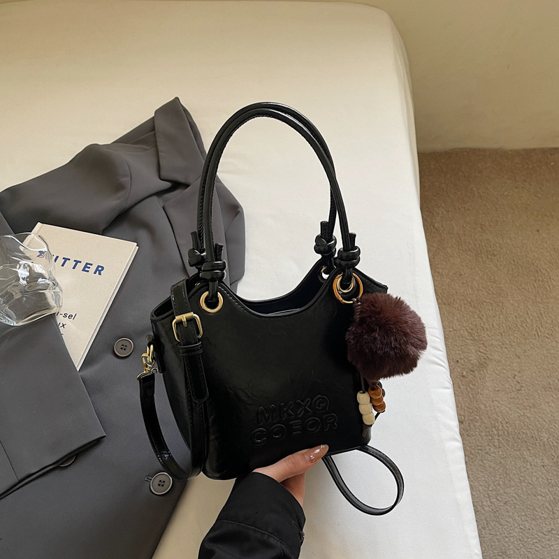 Bucket taška v ulicnom štýle, PU koža, tvar vedra, zips uzáver, vrecko na telefón