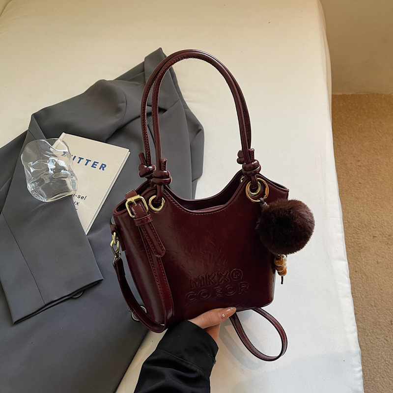 Bucket taška v ulicnom štýle, PU koža, tvar vedra, zips uzáver, vrecko na telefón