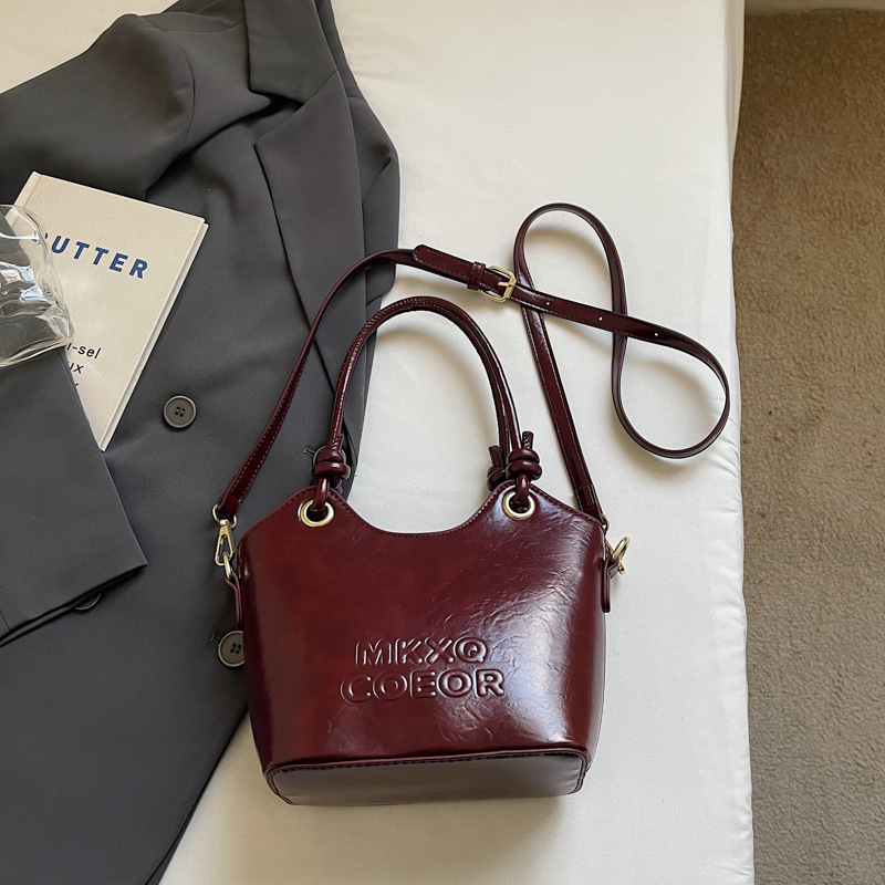 Bucket taška v ulicnom štýle, PU koža, tvar vedra, zips uzáver, vrecko na telefón