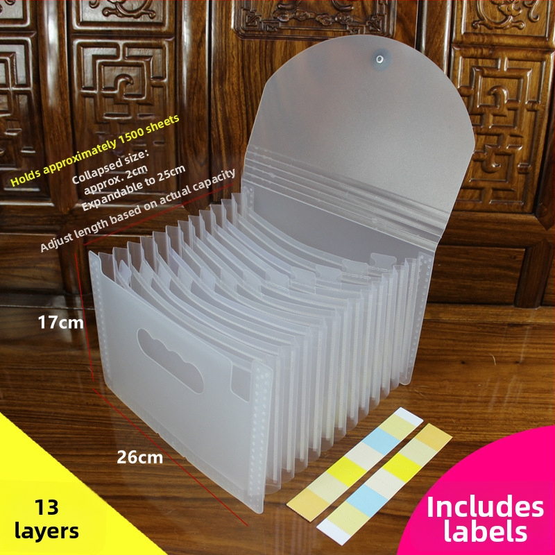 A5-ös méretű műanyag iratrendező – akordeon típusú dokumentumokhoz (számlák és nyugták), QS1546511521