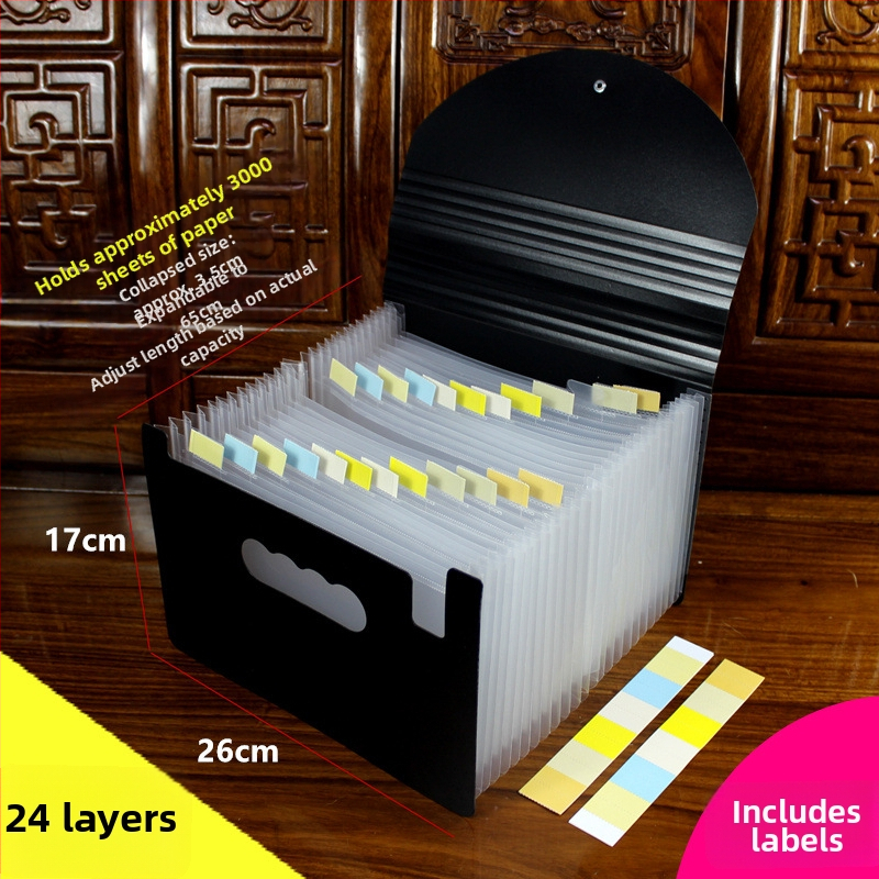 A5-ös méretű műanyag iratrendező – akordeon típusú dokumentumokhoz (számlák és nyugták), QS1546511521