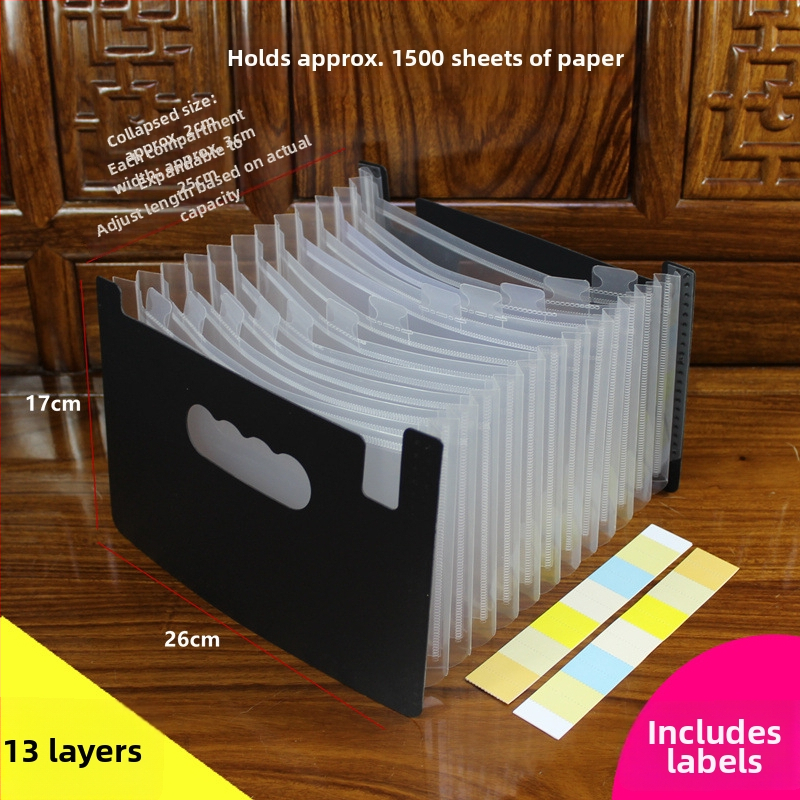 A5-ös méretű műanyag iratrendező – akordeon típusú dokumentumokhoz (számlák és nyugták), QS1546511521