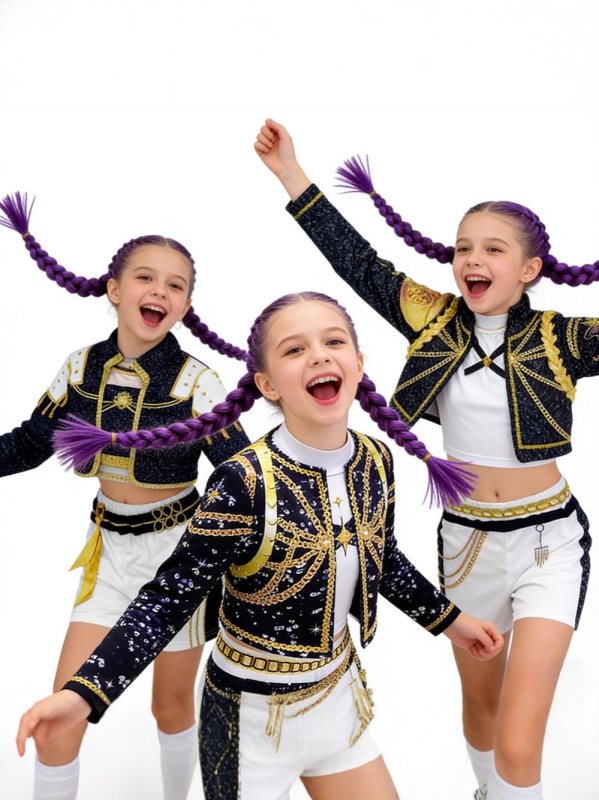 Hunter Demon Girl Group Cosplay Jelmez - Triacetate 95%+ / Regenerated Cellulose 95%+ keverék, poliészter alap, 2025 tavasz bemutató, aranyos japán-koreai stílus