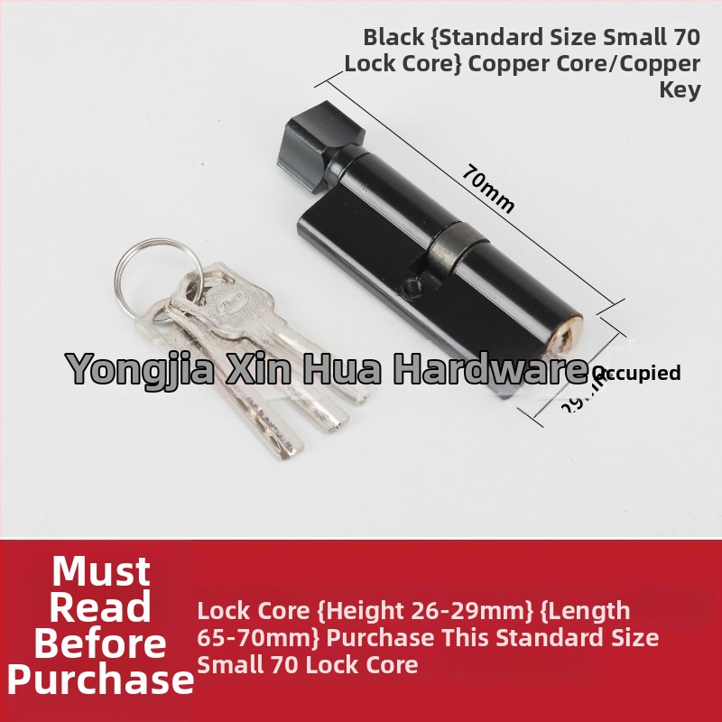 Valcový zámok pre vnútorné dvere, jadro z medeného materiálu s hliníkovým plášťom, model 1, moderný minimalistický štýl
