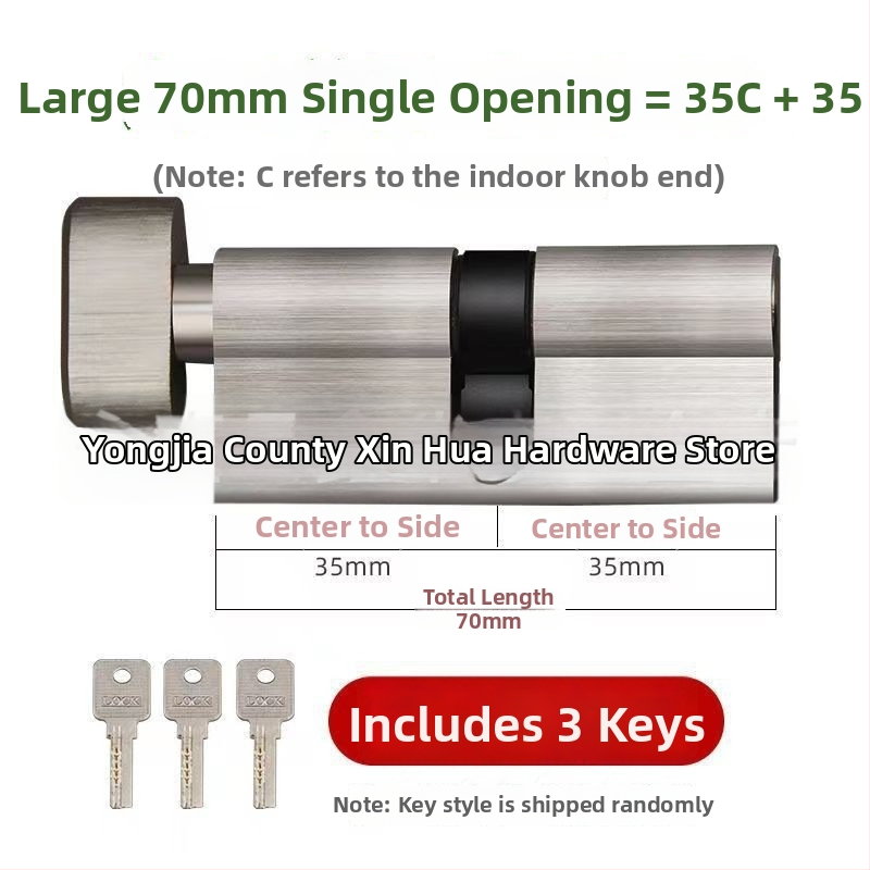 Valcový zámok pre vnútorné dvere, jadro z medeného materiálu s hliníkovým plášťom, model 1, moderný minimalistický štýl