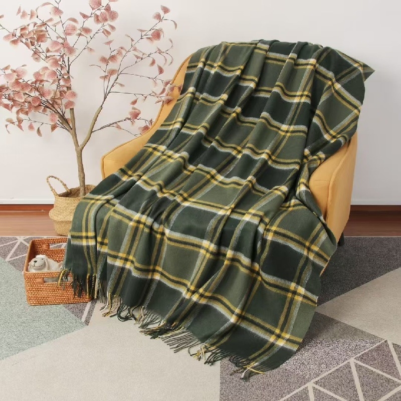 Pătură din lână cașmir, pentru toate anotimpurile, stil simplu și modern, model 20228198654