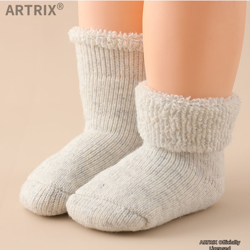 Χειμερινές μάλλινες κάλτσες για μωρά και παιδιά, παχιές, μακριές, χωρίς φτέρνα, unisex