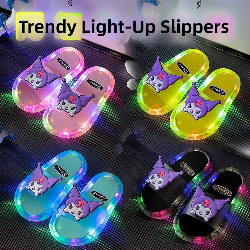 Детски светещи карикатурни пантофи с PVC горна част и подметка, антихлъзгащи, износоустойчиви, за деца на възраст 1–3 години