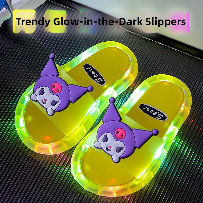 Детски светещи карикатурни пантофи с PVC горна част и подметка, антихлъзгащи, износоустойчиви, за деца на възраст 1–3 години