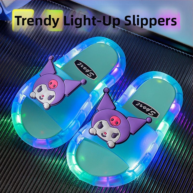 Детски светещи карикатурни пантофи с PVC горна част и подметка, антихлъзгащи, износоустойчиви, за деца на възраст 1–3 години