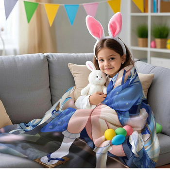 Pătură din velur flanel, 270 g, material poliester, model cu desene animate, personalizabil