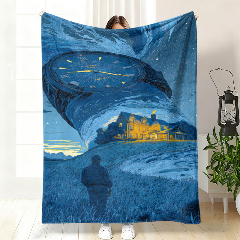 Cuvertură de somn din flanel, poliester, cu model geometric etnic și artă abstractă, personalizabilă, pentru toate anotimpurile, ușoară sub 300 g