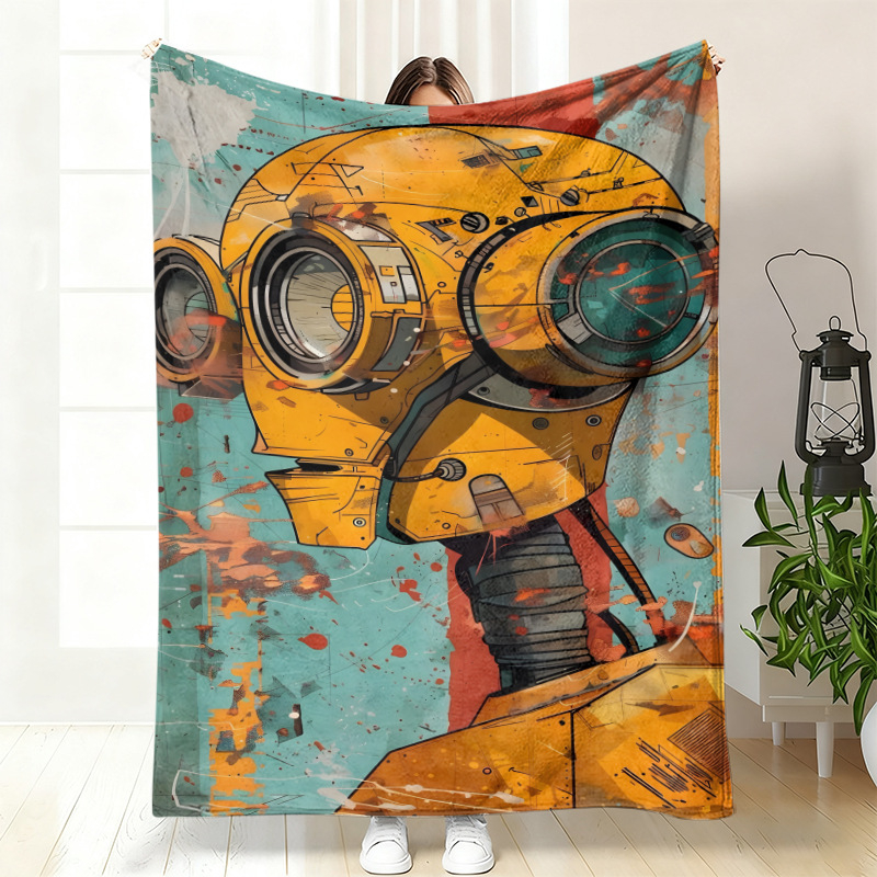 Cuvertură de somn din flanel, poliester, cu model geometric etnic și artă abstractă, personalizabilă, pentru toate anotimpurile, ușoară sub 300 g