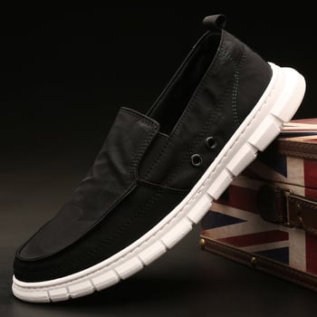 Ανδρικά slip-on καμβά παπούτσια, αναπνεύσιμα, χαμηλού ύψους, καουτσούκ σόλα, με ρίγες