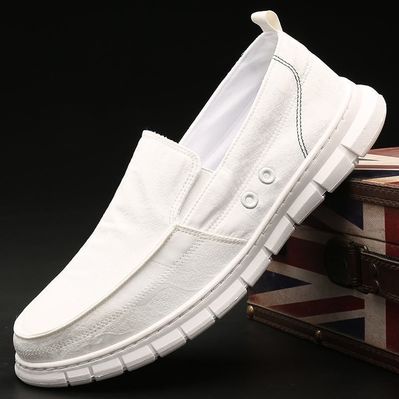 Ανδρικά slip-on καμβά παπούτσια, αναπνεύσιμα, χαμηλού ύψους, καουτσούκ σόλα, με ρίγες