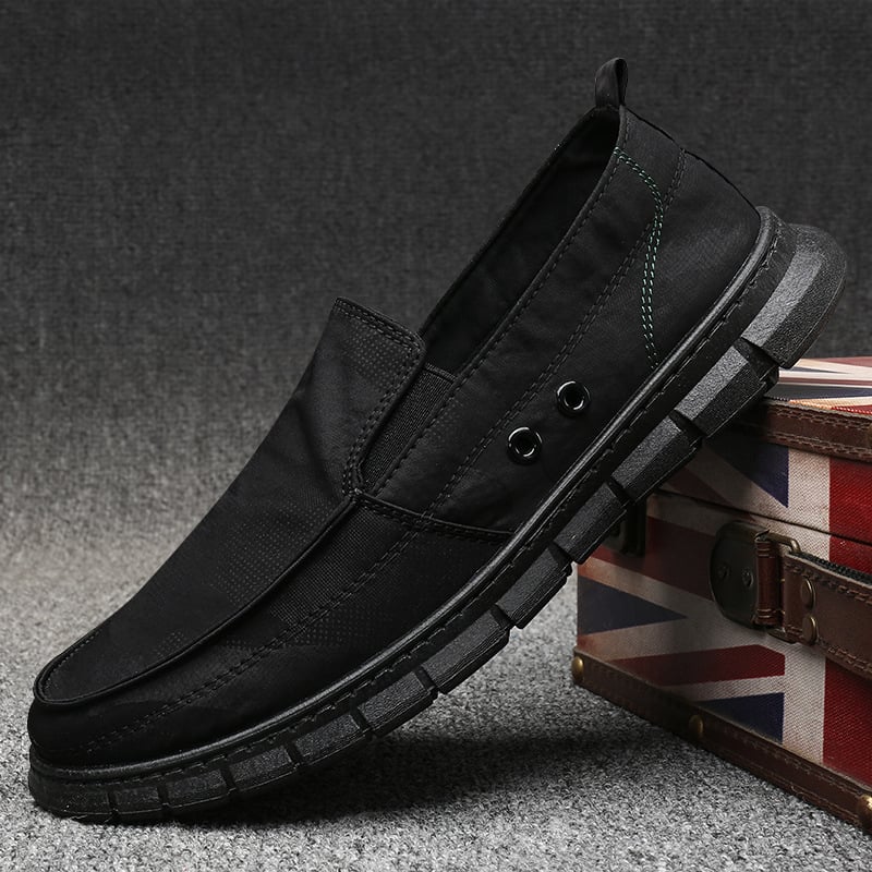 Ανδρικά slip-on καμβά παπούτσια, αναπνεύσιμα, χαμηλού ύψους, καουτσούκ σόλα, με ρίγες