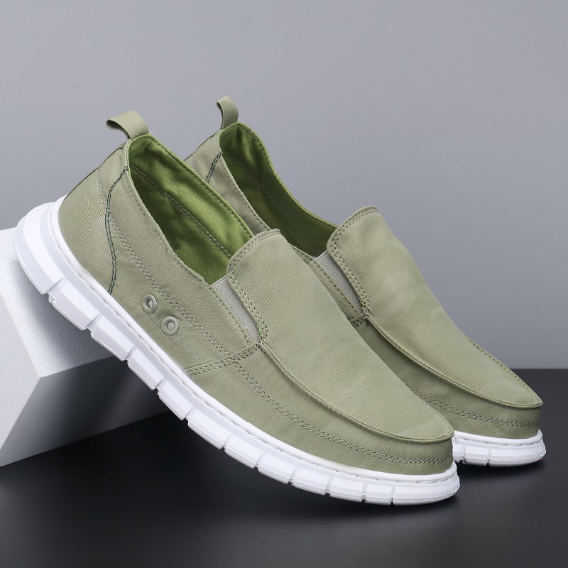 Ανδρικά slip-on καμβά παπούτσια, αναπνεύσιμα, χαμηλού ύψους, καουτσούκ σόλα, με ρίγες