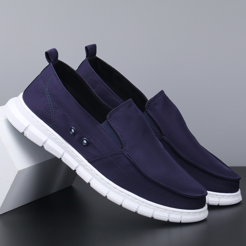 Ανδρικά slip-on καμβά παπούτσια, αναπνεύσιμα, χαμηλού ύψους, καουτσούκ σόλα, με ρίγες