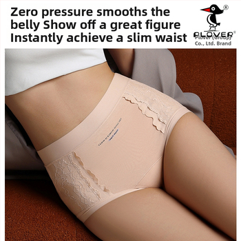 Γυναικεία βαμβακερά σλιπς με δαντέλα και ζακάρ, μεσαία-υψηλή μέση, πλήρης κάλυψη ισχίων, υψηλή ελαστικότητα