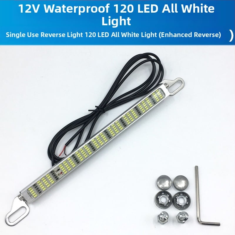 Automobilové LED svetlo pre spätné radenie a brzdové svetlo s 120 SMD lampou na poznávaciu značku, 12–24V, LED, životnosť 10000 h