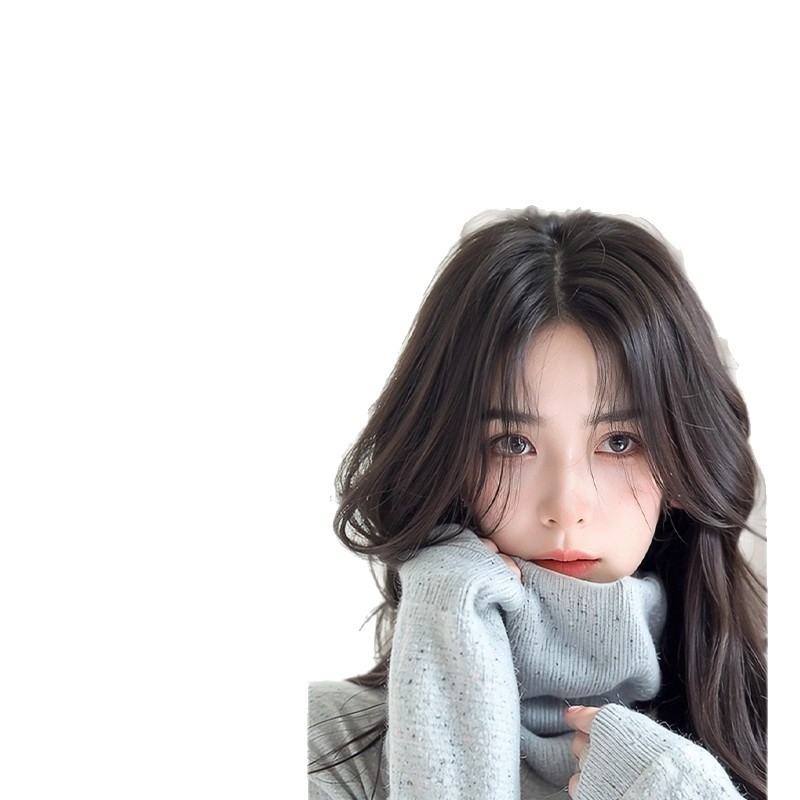 Перука с бретон за жени – обем в короната, покрива посивяване, централно разделен бретон, влакна устойчиви на висока температура, половин ръчно преплетена