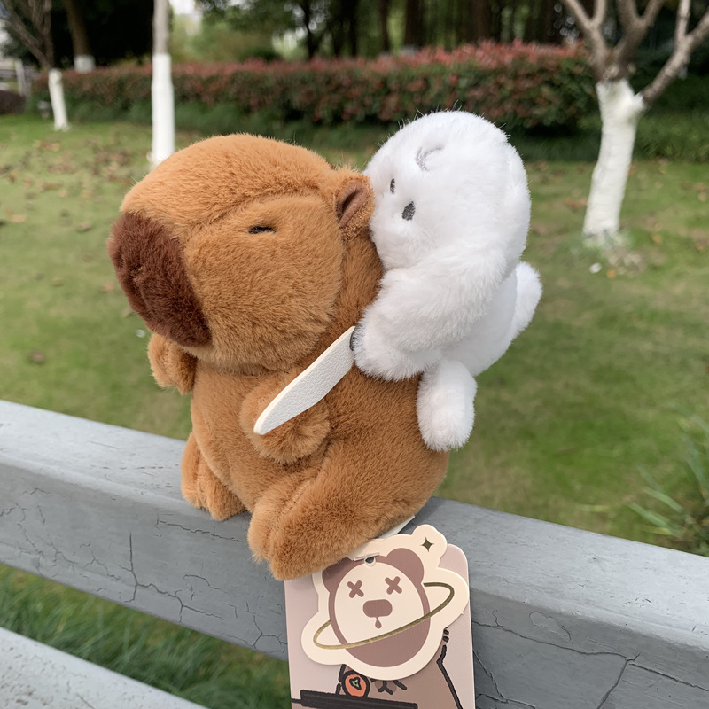 Капибара плюшена висулка за чанта, кратък плюш, пълнител PP памук, универсален, за възраст 14+