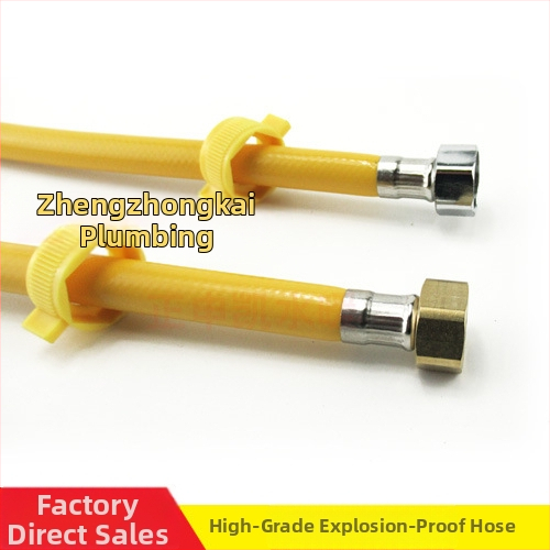 PVC výbušne odolná hadica s hlavou z nerezovej ocele a mosadzou pre vstup horúcej a studenej vody, 1.6 MPa, 5–85°C, ručné závitové pripojenie