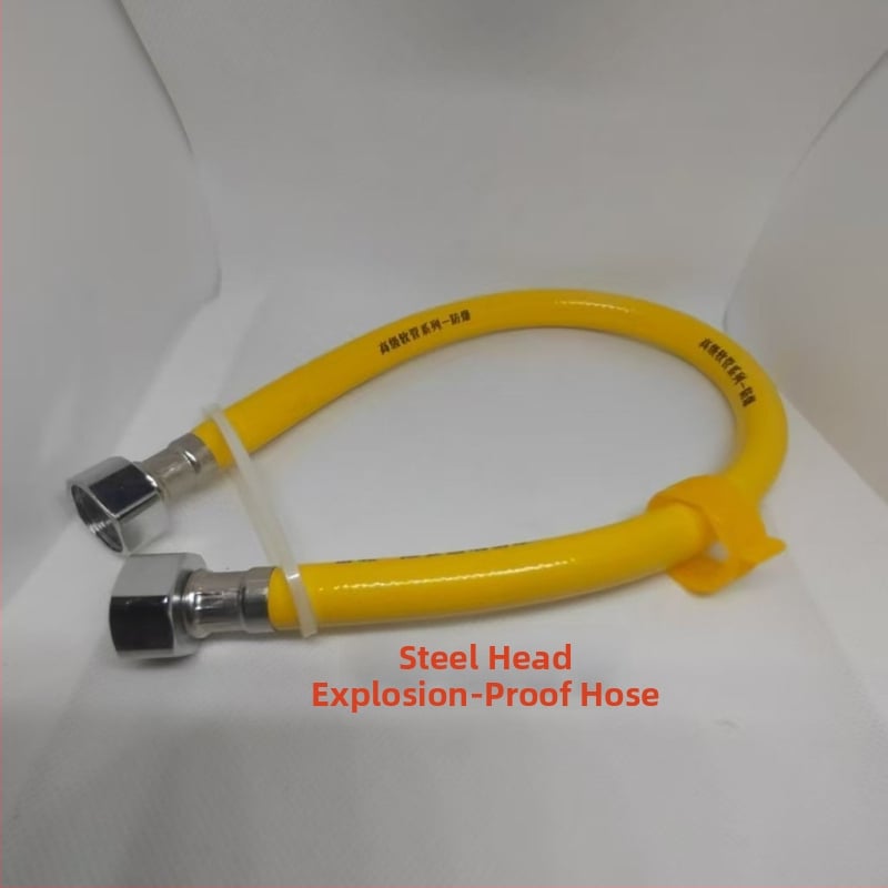 PVC výbušne odolná hadica s hlavou z nerezovej ocele a mosadzou pre vstup horúcej a studenej vody, 1.6 MPa, 5–85°C, ručné závitové pripojenie