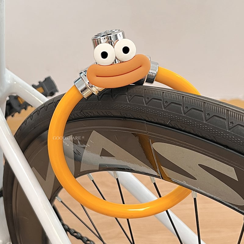 Kerékpár lopás elleni zár acélkábel, rajzfilmszerű kolbász-száj dizájn, MTB és országúti kerékpárokhoz