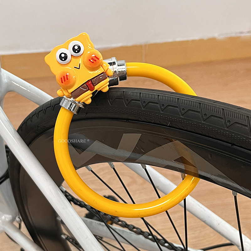 Kerékpár lopás elleni zár acélkábel, rajzfilmszerű kolbász-száj dizájn, MTB és országúti kerékpárokhoz