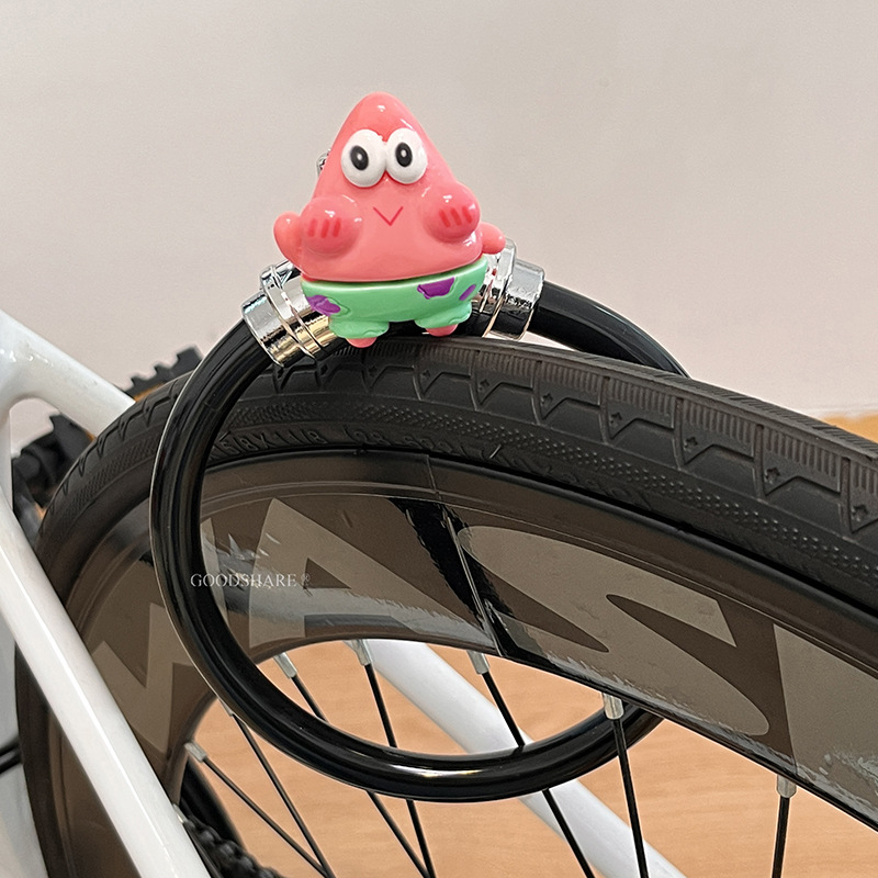 Kerékpár lopás elleni zár acélkábel, rajzfilmszerű kolbász-száj dizájn, MTB és országúti kerékpárokhoz